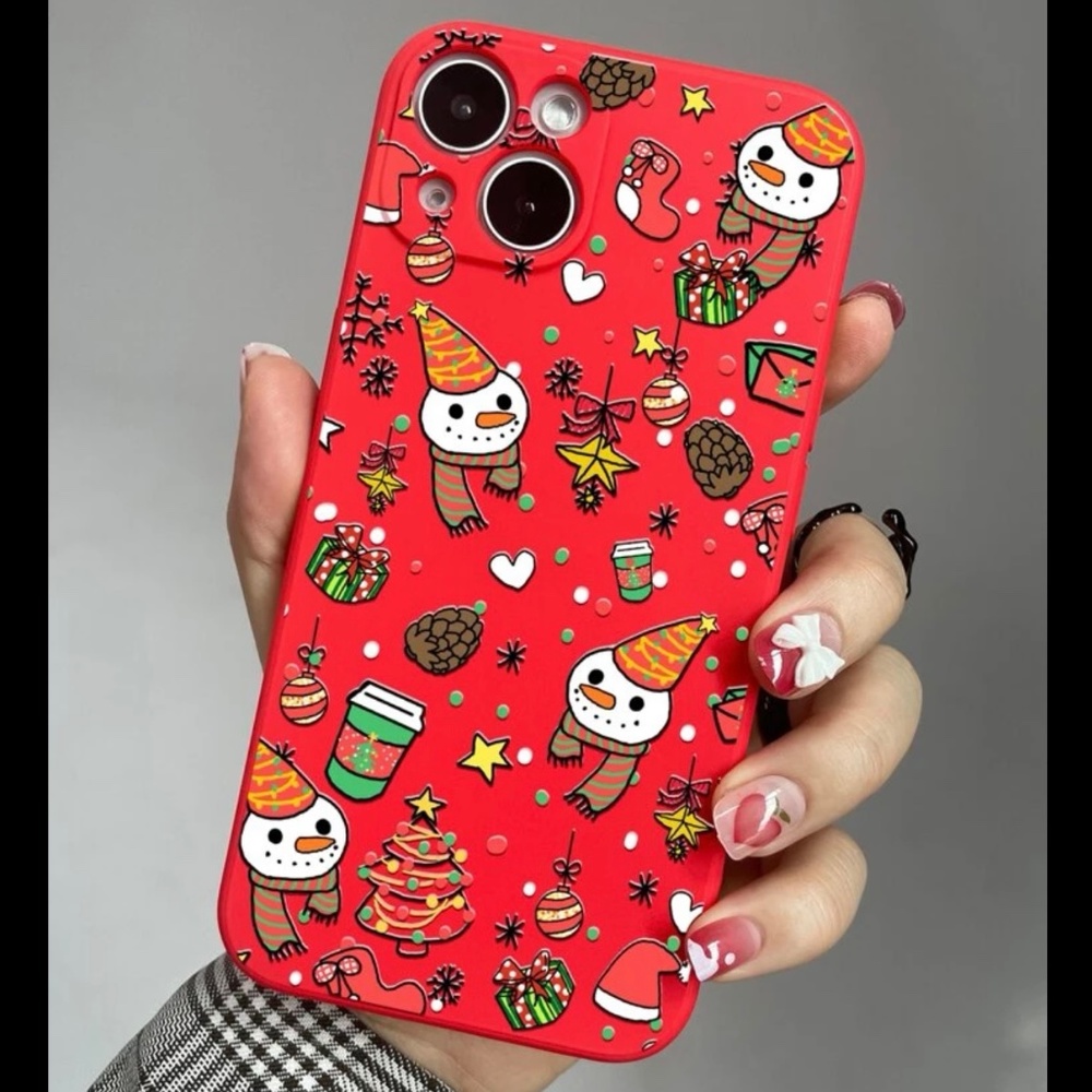 NEW! iPhone Snowman Red Case